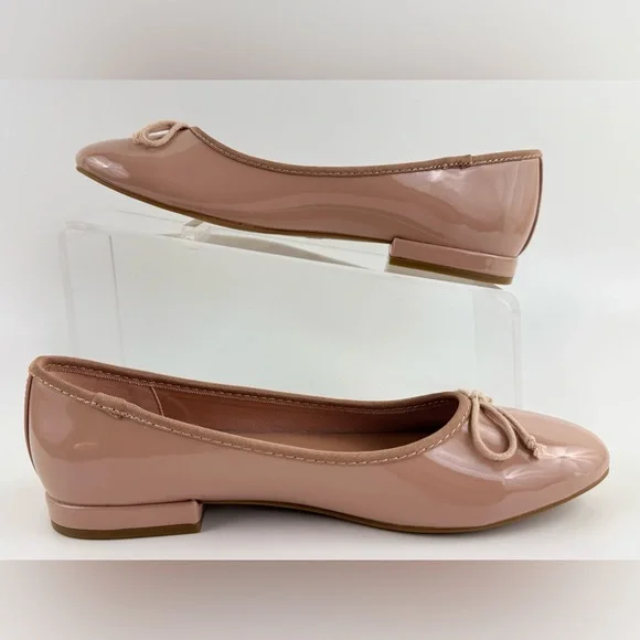 Madden Girl Beige Ballet Patent Leather Slip-On Flats, Women's size 7M, Bow Tie - Picture 2 of 9